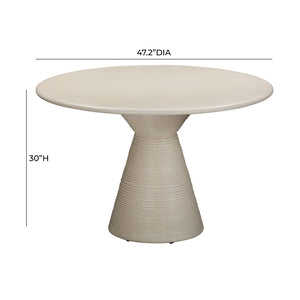 TOV Furniture Fern 47" Beige Textured Faux-Plaster Concrete Round Dining Table – Stylish Indoor/Outdoor Design TOV-O54277