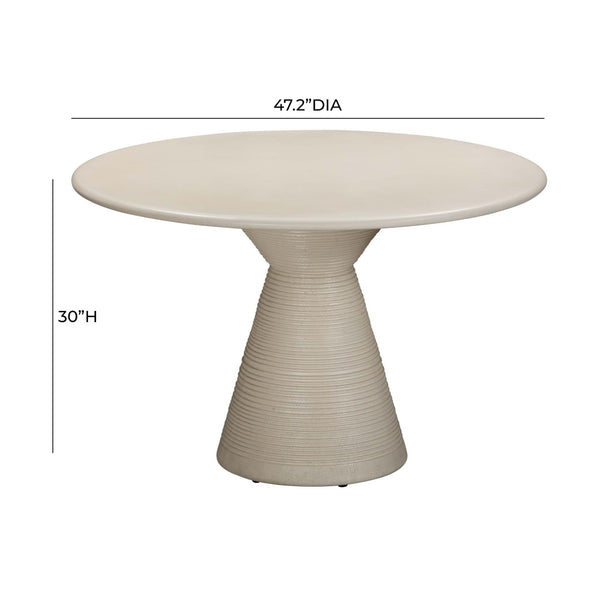TOV Furniture Fern 47" Beige Textured Faux-Plaster Concrete Round Dining Table – Stylish Indoor/Outdoor Design TOV-O54277