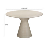 Fern Beige Textured Faux Plaster Concrete Indoor / Outdoor Round Dining Table TOV-O54277 TOV Furniture