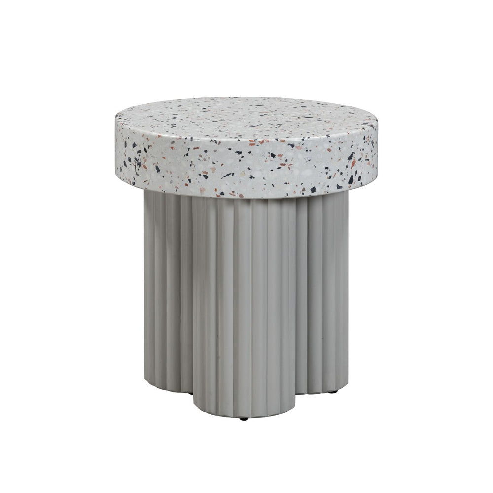 TOV Furniture Clover Faux Terrazzo Round Side Table - Stylish Indoor/Outdoor Accent with Retro Memphis Design TOV-O54278