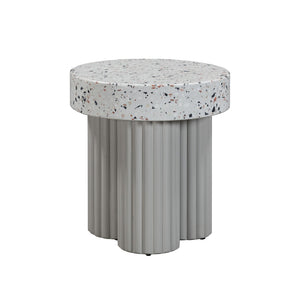 TOV Furniture Clover Faux Terrazzo Round Side Table - Stylish Indoor/Outdoor Accent with Retro Memphis Design TOV-O54278