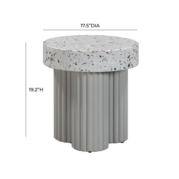 TOV Furniture Clover Faux Terrazzo Round Side Table - Stylish Indoor/Outdoor Accent with Retro Memphis Design TOV-O54278