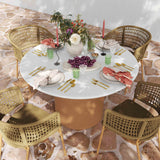 Rose Faux Terrazzo and Terracotta Indoor / Outdoor Round Concrete Dining Table TOV-O54279 TOV Furniture