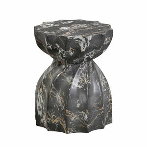 Turin Black Faux Marble Indoor / Outdoor Concrete Stool TOV-O54281 TOV Furniture