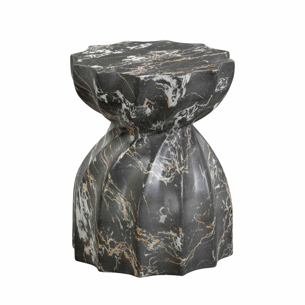 TOV Furniture Turin Indoor/Outdoor Concrete Stool - Sculptural Accent for Modern Living Spaces and Versatile Use Black TOV-O54281