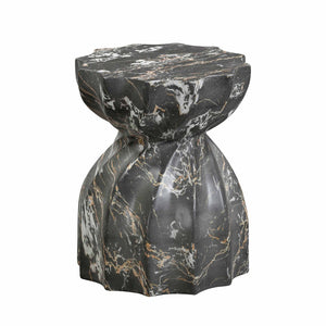 TOV Furniture Turin Indoor/Outdoor Concrete Stool - Sculptural Accent for Modern Living Spaces and Versatile Use Black TOV-O54281