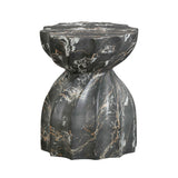 Turin Black Faux Marble Indoor / Outdoor Concrete Stool TOV-O54281 TOV Furniture