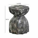 Turin Black Faux Marble Indoor / Outdoor Concrete Stool TOV-O54281 TOV Furniture