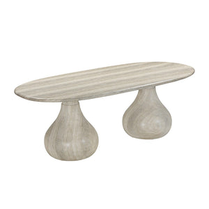 TOV Furniture Smooch 87" Concrete Dining Table – Stylish Indoor/Outdoor Centerpiece with Sculptural Design & Durability Travertine TOV-O54286