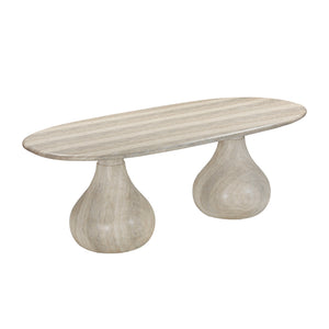 Smooch Faux Travertine Indoor / Outdoor Pedestal Dining Table TOV-O54286 TOV Furniture