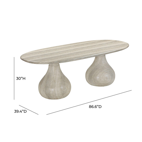 Smooch Faux Travertine Indoor / Outdoor Pedestal Dining Table TOV-O54286 TOV Furniture