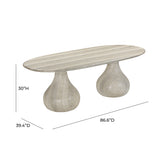 Smooch Faux Travertine Indoor / Outdoor Pedestal Dining Table TOV-O54286 TOV Furniture