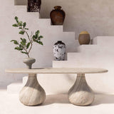 Smooch Faux Travertine Indoor / Outdoor Pedestal Dining Table TOV-O54286 TOV Furniture