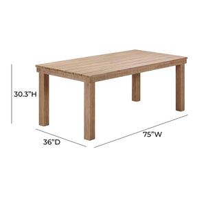 TOV Furniture Cassie Outdoor Rectangular Dining Table – Stylish Eucalyptus Centerpiece for Alfresco Gatherings 75" TOV-O54292