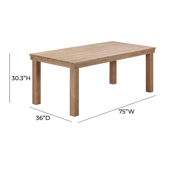 TOV Furniture Cassie Outdoor Rectangular Dining Table – Stylish Eucalyptus Centerpiece for Alfresco Gatherings 75" TOV-O54292
