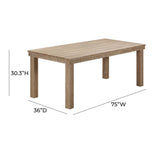 Cassie Natural 75 Inch Rectangular Outdoor Dining Table TOV-O54292 TOV Furniture