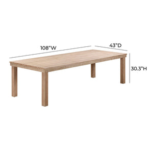 TOV Furniture Cassie Outdoor Rectangular Dining Table – Stylish Eucalyptus Centerpiece for Alfresco Gatherings 108" TOV-O54293