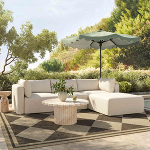 TOV Furniture Hangover Cream Outdoor Ottoman - Versatile, Stylish Seating for Patios, Decks & Poolside Relaxation TOV-O54454