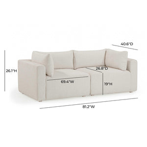 TOV Furniture Hangover 81" Cream Outdoor Modular Loveseat - Stylish, Durable Comfort for Patios & Lounging Bliss TOV-O54451-LS