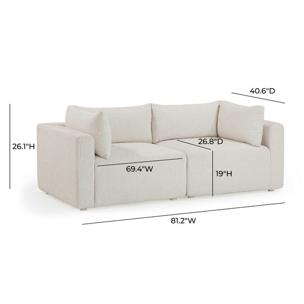 TOV Furniture Hangover 81" Cream Outdoor Modular Loveseat - Stylish, Durable Comfort for Patios & Lounging Bliss TOV-O54451-LS
