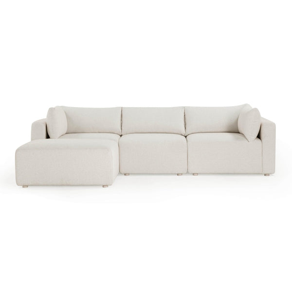 TOV Furniture Hangover 4-Piece Cream Outdoor Modular Sectional - Stylish, Durable Seating for Ultimate Relaxation TOV-O54451