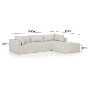 TOV Furniture Hangover 4-Piece Cream Outdoor Modular Sectional - Stylish, Durable Seating for Ultimate Relaxation TOV-O54451