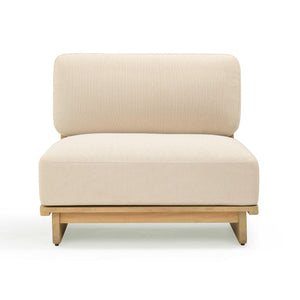 TOV Furniture Reavan Cream Outdoor Lounge Chair – Plush Cushions & Durable Eucalyptus for Stylish Relaxation TOV-O54455
