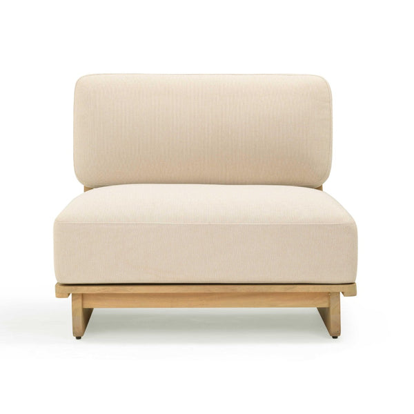 TOV Furniture Reavan Cream Outdoor Lounge Chair – Plush Cushions & Durable Eucalyptus for Stylish Relaxation TOV-O54455
