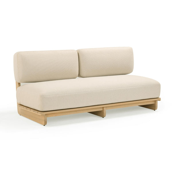 TOV Furniture Reavan 67" Cream Outdoor Lounge Sofa – Stylish Eucalyptus Frame with Weather-Ready Cushions TOV-O54456