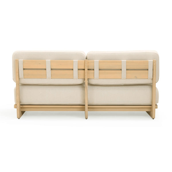 TOV Furniture Reavan 67" Cream Outdoor Lounge Sofa – Stylish Eucalyptus Frame with Weather-Ready Cushions TOV-O54456