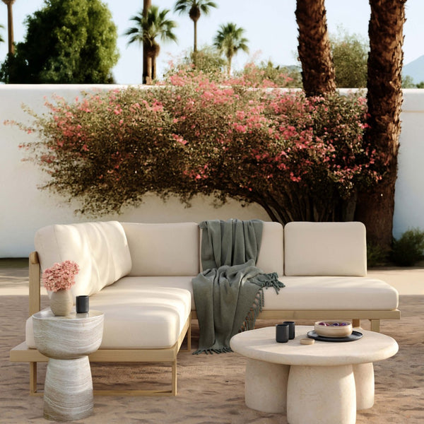 TOV Furniture Evan 2-Piece Cream Outdoor L-Shaped Sectional - Stylish, Weather-Resistant Comfort for Your Patio! TOV-O54457