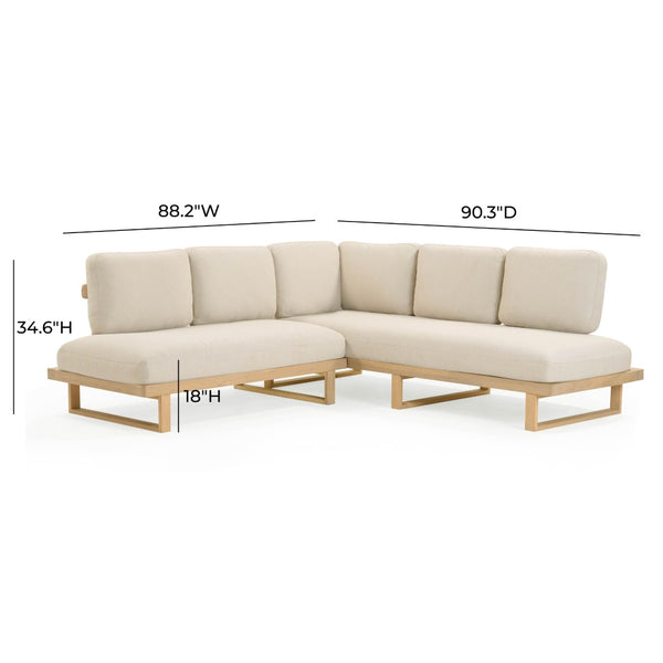TOV Furniture Evan 2-Piece Cream Outdoor L-Shaped Sectional - Stylish, Weather-Resistant Comfort for Your Patio! TOV-O54457