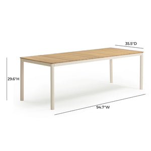 TOV Furniture Sardinia 95" Light Teak Outdoor Rectangular Dining Table - Stylish, Weather-Resistant & Durable Design TOV-O54460