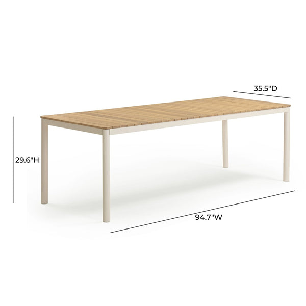 TOV Furniture Sardinia 95" Light Teak Outdoor Rectangular Dining Table - Stylish, Weather-Resistant & Durable Design TOV-O54460