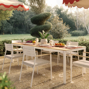 TOV Furniture Sardinia 95" Light Teak Outdoor Rectangular Dining Table - Stylish, Weather-Resistant & Durable Design TOV-O54460