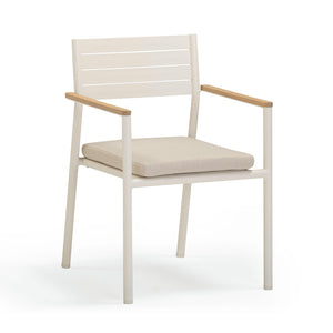 Tov Furniture Sardinia Cream Outdoor Dining Chair Set Of 2 - Stylish, Weather-resistant Eucalyptus & Aluminum Cream,Light Teak Aluminum,Fabric,Wood Tov-o54461