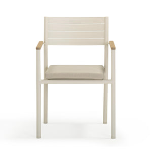 Tov Furniture Sardinia Cream Outdoor Dining Chair Set Of 2 - Stylish, Weather-resistant Eucalyptus & Aluminum Cream,Light Teak Aluminum,Fabric,Wood Tov-o54461