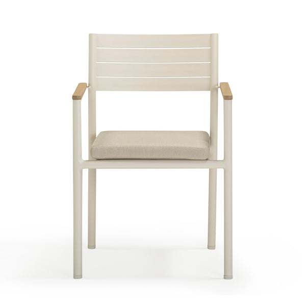 Tov Furniture Sardinia Cream Outdoor Dining Chair Set Of 2 - Stylish, Weather-resistant Eucalyptus & Aluminum Cream,Light Teak Aluminum,Fabric,Wood Tov-o54461