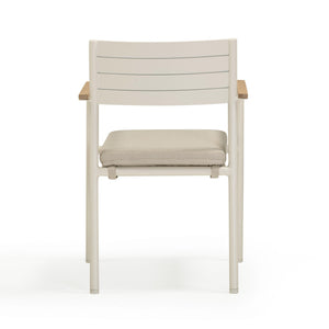 Tov Furniture Sardinia Cream Outdoor Dining Chair Set Of 2 - Stylish, Weather-resistant Eucalyptus & Aluminum Cream,Light Teak Aluminum,Fabric,Wood Tov-o54461