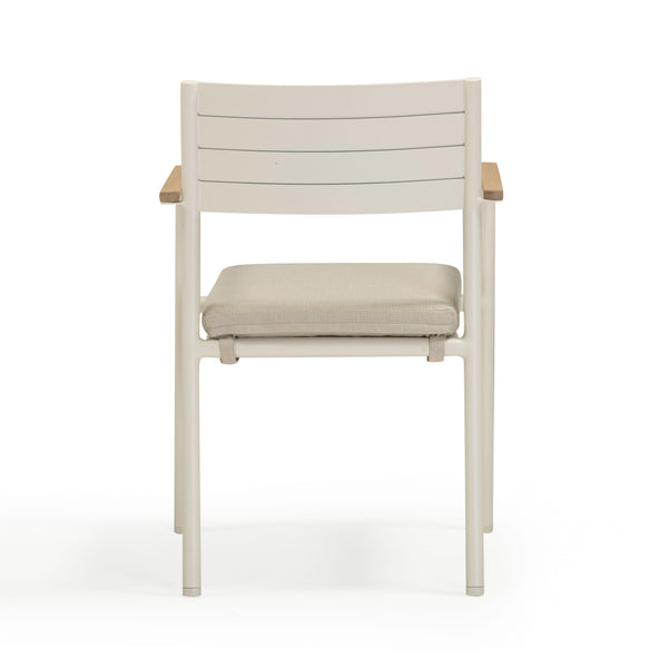 Tov Furniture Sardinia Cream Outdoor Dining Chair Set Of 2 - Stylish, Weather-resistant Eucalyptus & Aluminum Cream,Light Teak Aluminum,Fabric,Wood Tov-o54461