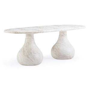TOV Furniture Smooch 87" Concrete Dining Table – Stylish Indoor/Outdoor Centerpiece with Sculptural Design & Durability White TOV-O54488
