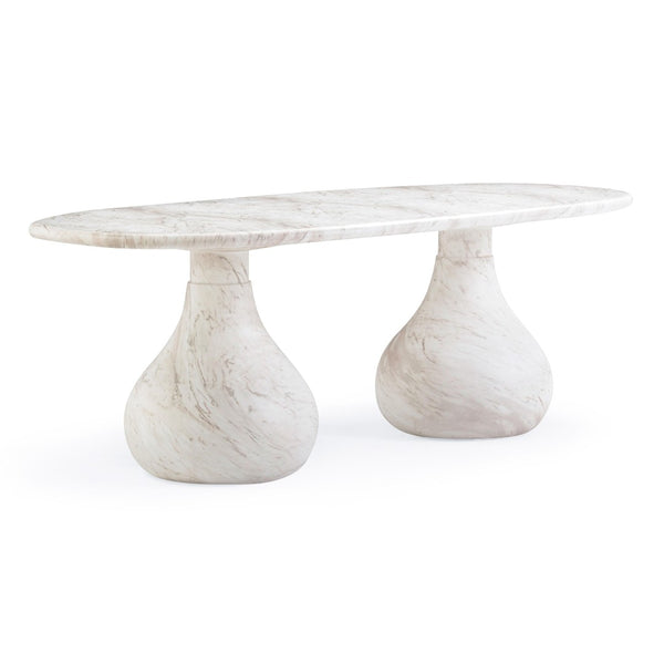 TOV Furniture Smooch 87" Concrete Dining Table – Stylish Indoor/Outdoor Centerpiece with Sculptural Design & Durability White TOV-O54488