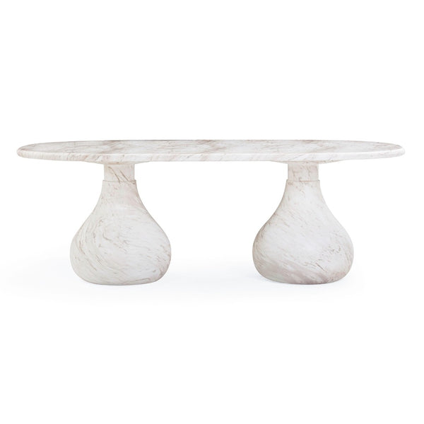 TOV Furniture Smooch 87" Concrete Dining Table – Stylish Indoor/Outdoor Centerpiece with Sculptural Design & Durability White TOV-O54488