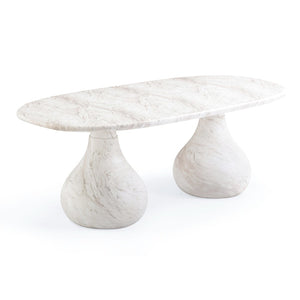 TOV Furniture Smooch 87" Concrete Dining Table – Stylish Indoor/Outdoor Centerpiece with Sculptural Design & Durability White TOV-O54488