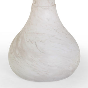 TOV Furniture Smooch 47" Round Concrete Dining Table with Unique Teardrop Base for Indoor and Outdoor Elegance White Marble TOV-O54489