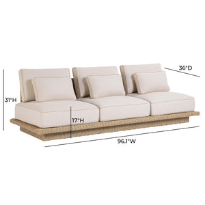 TOV Furniture Mora Cream Outdoor Sofa - Stylish, Weather-Ready Seating with Plush Cushions for Coastal Living 96" TOV-O54722