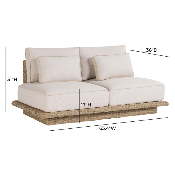 TOV Furniture Mora Cream Outdoor Sofa - Stylish, Weather-Ready Seating with Plush Cushions for Coastal Living 65" TOV-O54723