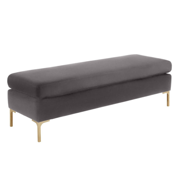 TOV Furniture Delilah 55" Velvet Bench - Elegant Grey Upholstered Accent with Gold Legs for Modern Glamour Decor TOV-O6269
