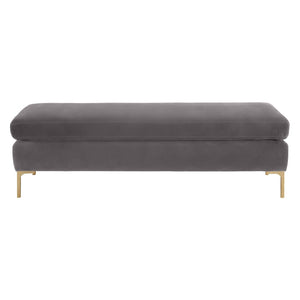 TOV Furniture Delilah 55" Velvet Bench - Elegant Grey Upholstered Accent with Gold Legs for Modern Glamour Decor TOV-O6269