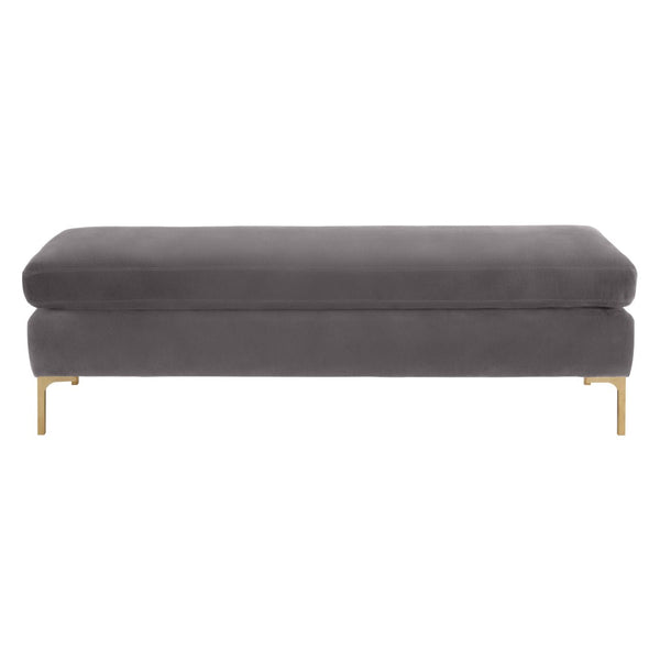 TOV Furniture Delilah 55" Velvet Bench - Elegant Grey Upholstered Accent with Gold Legs for Modern Glamour Decor TOV-O6269